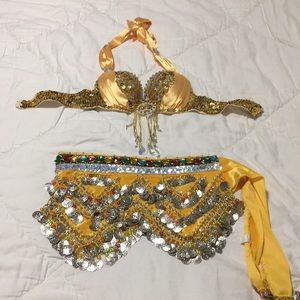 Hip belt and belly dance bra.